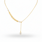 colier placat cu aur de 18K cu pandantiv elegant cu perle