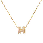 colier placat cu aur de 18K cu pandantiv elegant liteha H