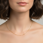 colier fin de damă cu lanț subțire placat cu aur