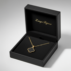 colier placat cu aur de 18K cu pandantiv elegant cu trifoi cu 2 fete