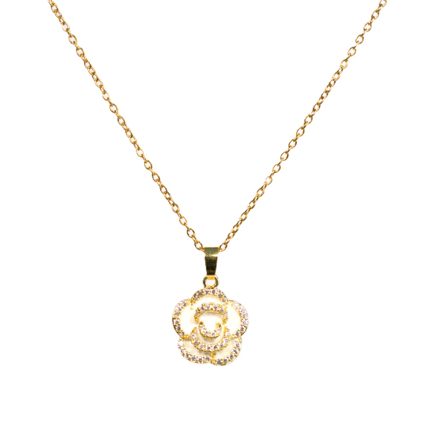 Lănțisor placat cu Aur de 18K - White Flower