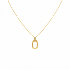colier placat cu aur de 18K cu pandantiv elegant in forma de dreptunghi gol