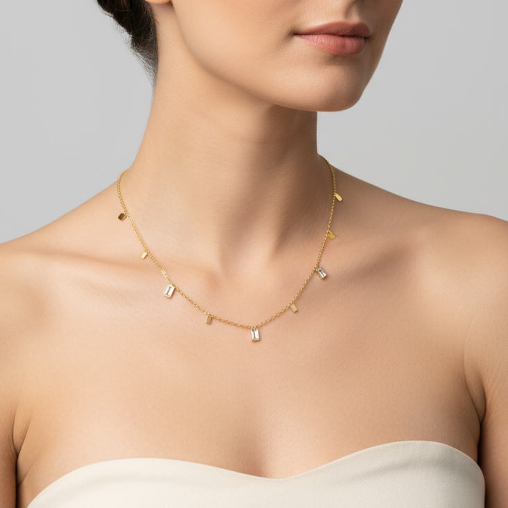 colier cu piatră cubic zirconia – bijuterie strălucitoare pentru femei