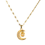 colier placat cu aur de 18K cu pandantiv elegant cu semi luna