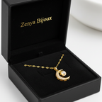 colier placat cu aur de 18K cu pandantiv elegant semi luna