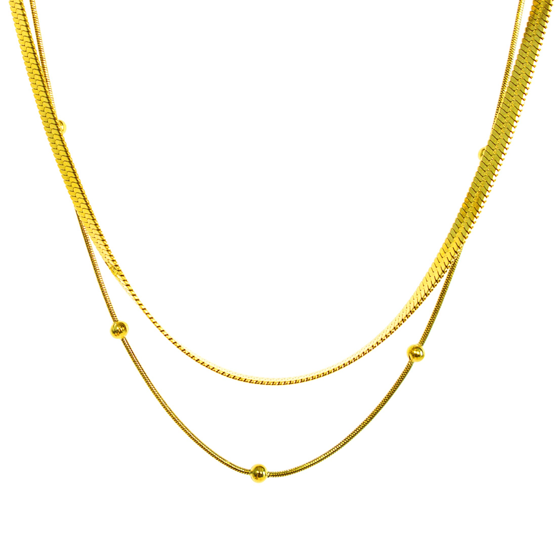 Lănțisor placat cu Aur de 18K -Double Layer Chain With Knots