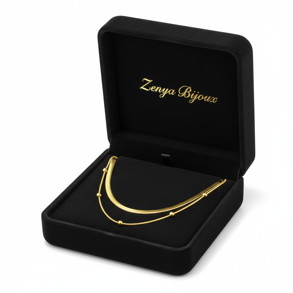 colier fin de damă cu lanț subțire placat cu aur