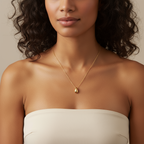 colier placat cu aur de 18K cu pandantiv elegant in forma de lacrima