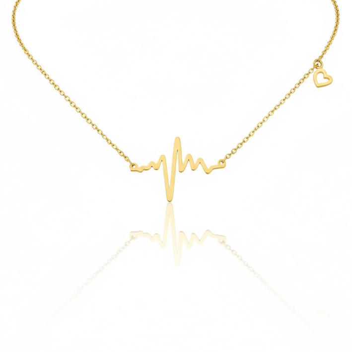 colier placat cu aur de 18K cu pandantiv elegant in forma de puls