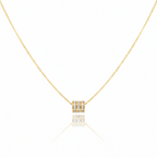 colier placat cu aur de 18K cu pandantiv elegant sub forma de tub cu pietricele( anti-stres)