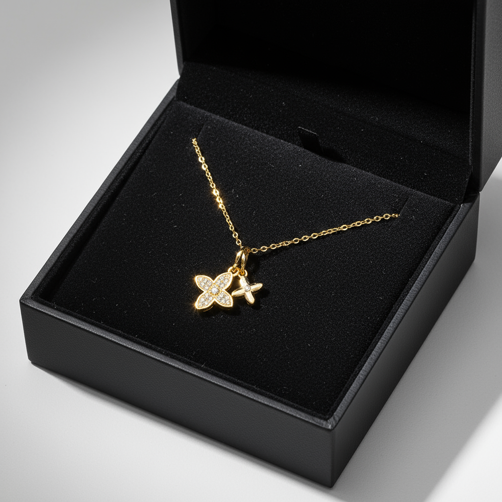 Lănțisor placat cu Aur de 18K - Flower love