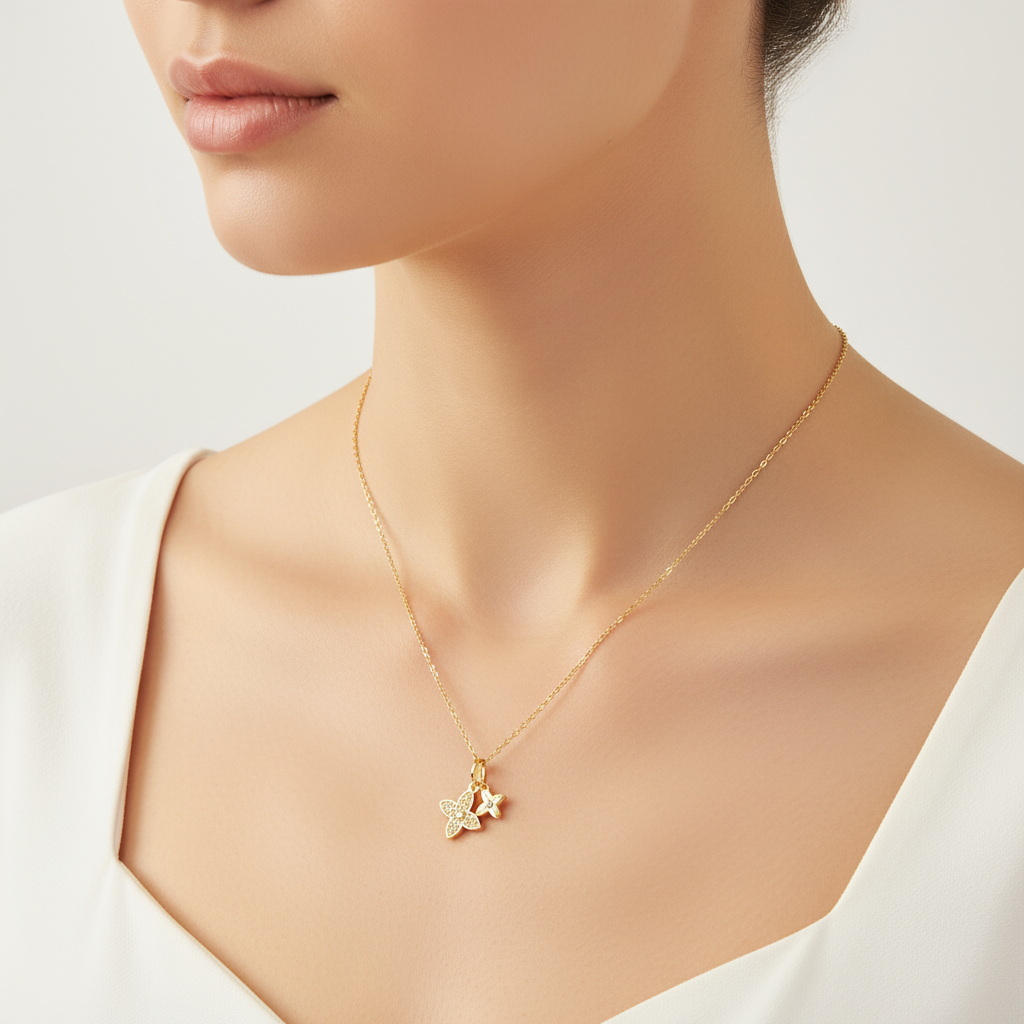 Lănțisor placat cu Aur de 18K - Flower love