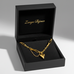 colier statement placat cu aur 18K – design modern pandantiv cu inima plina