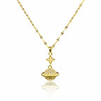 colier placat cu aur de 18K cu pandantiv in forma de planeta cu cerc si o stea deasupra