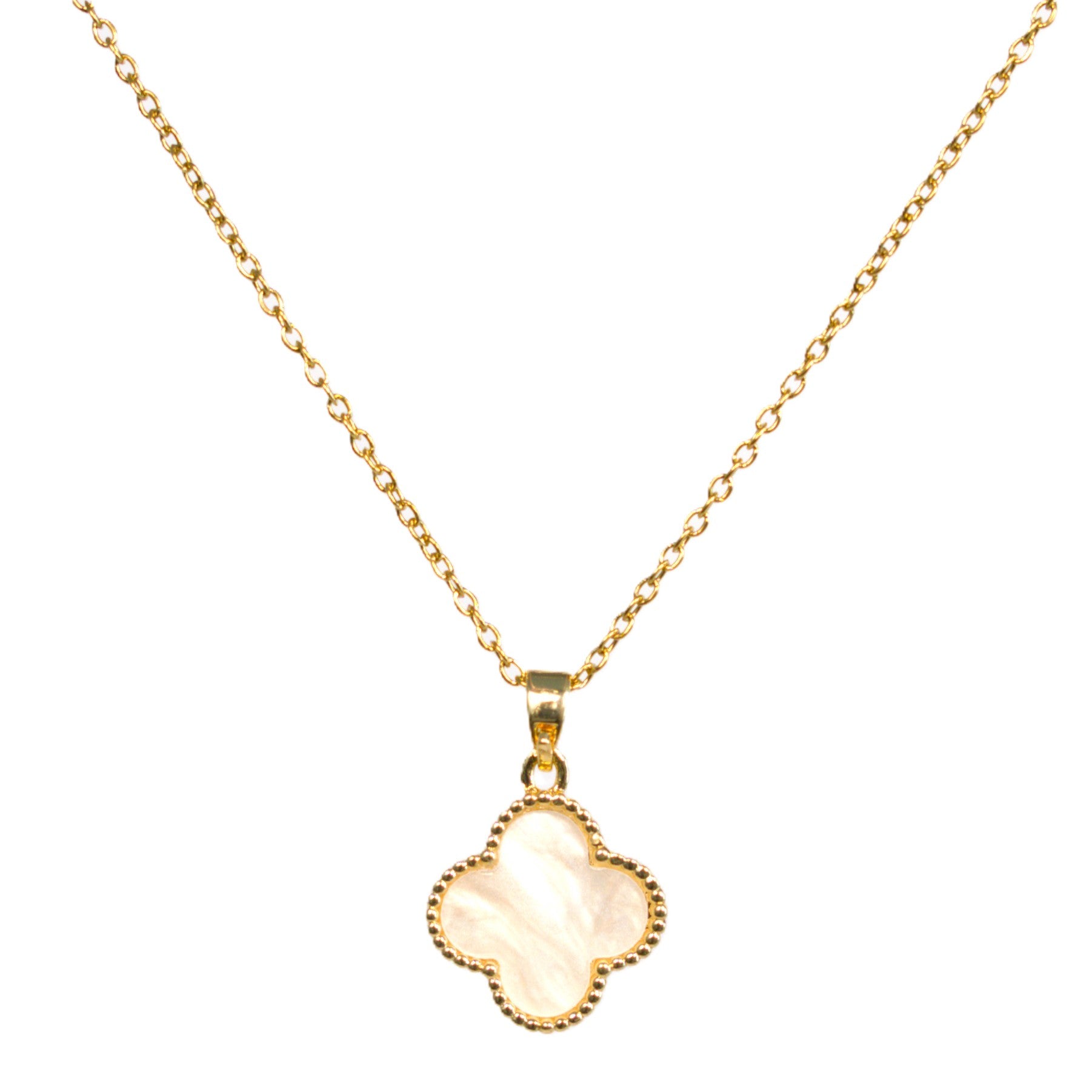 Lănțisor placat cu Aur de 18K - Clover Two Sides White