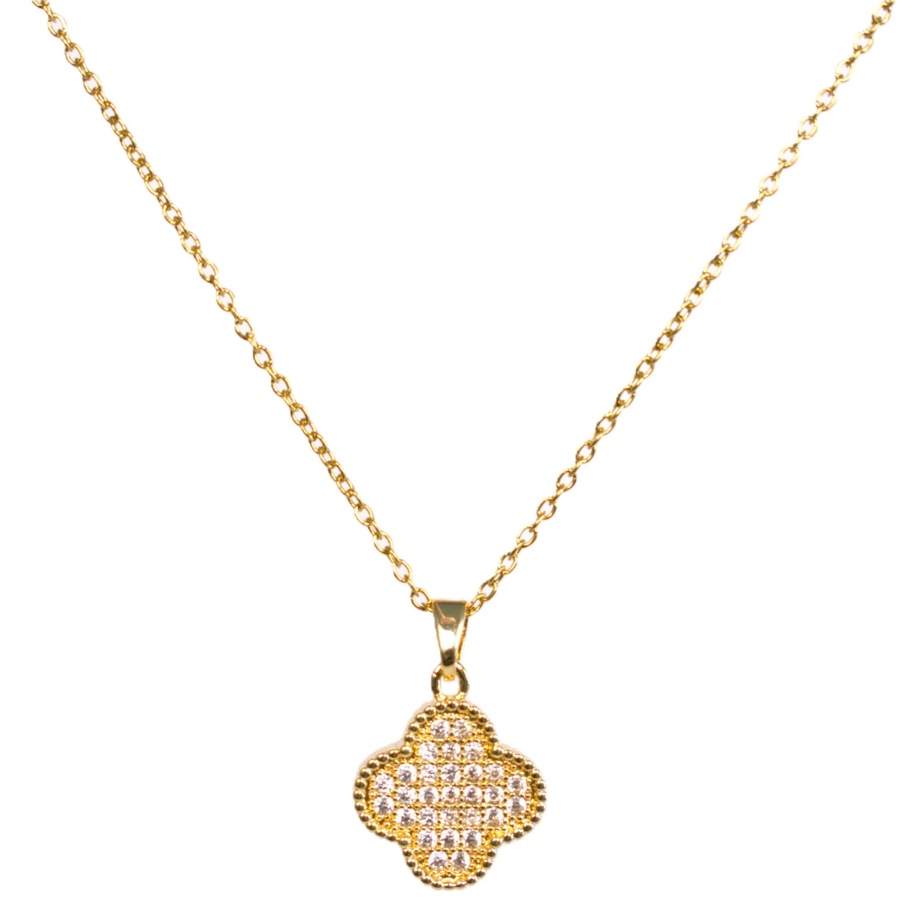Lănțisor placat cu Aur de 18K - Clover Two Sides Black