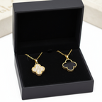 colier placat cu aur de 18K cu pandantiv elegant cu trifoi cu 2 fete