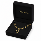 colier placat cu aur de 18K cu pandantiv elegant chenar gol