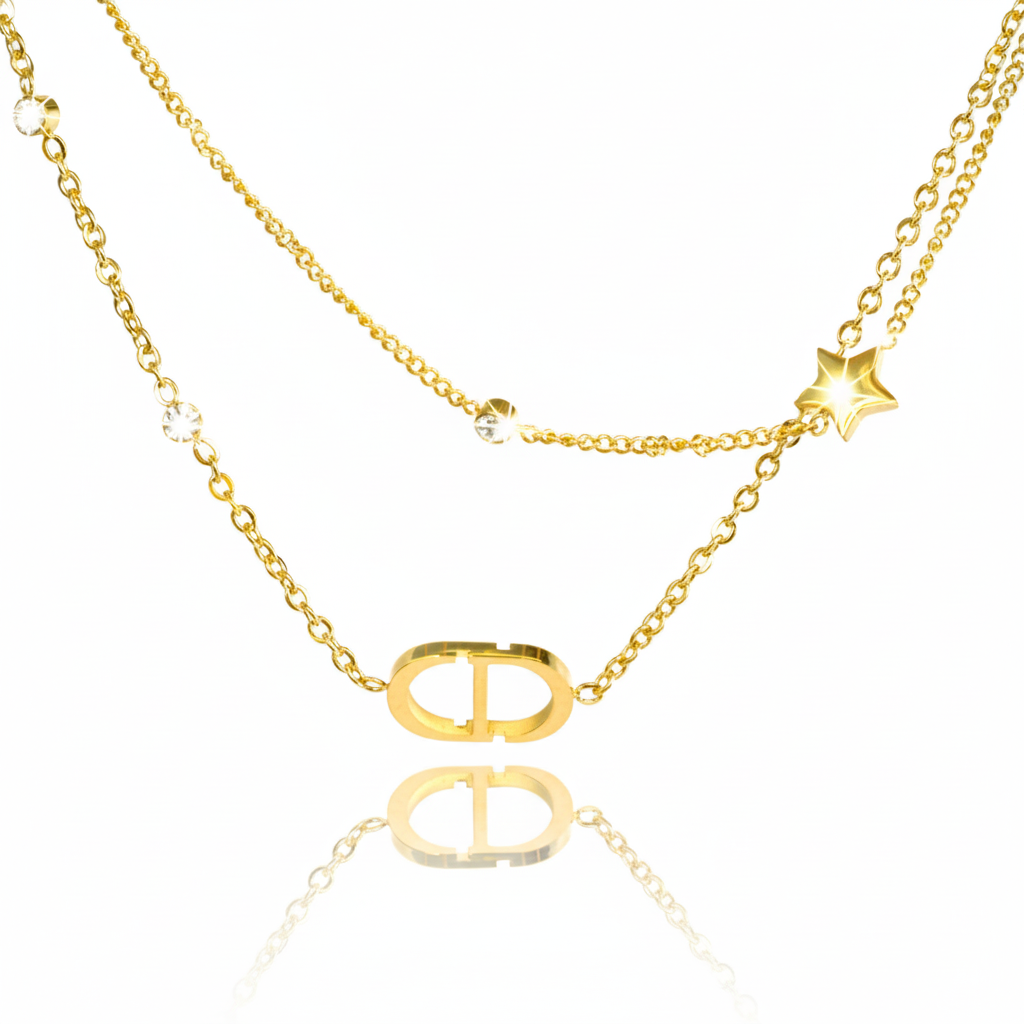 colier placat cu aur de 18K cu pandantiv elegant model dior