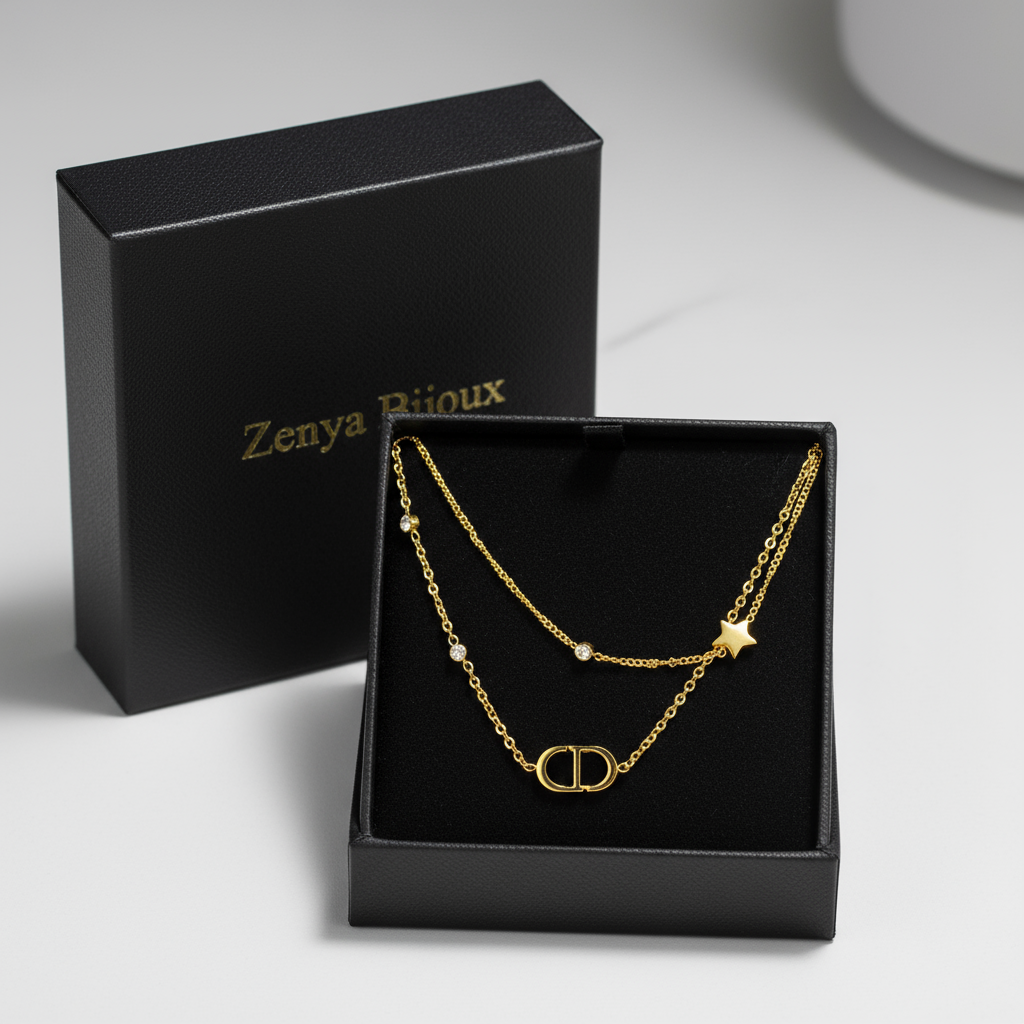 colier placat cu aur de 18K cu pandantiv elegant model dior