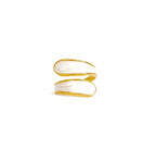 inel reglabil placat cu aur de 18K – stil minimalist cu alb