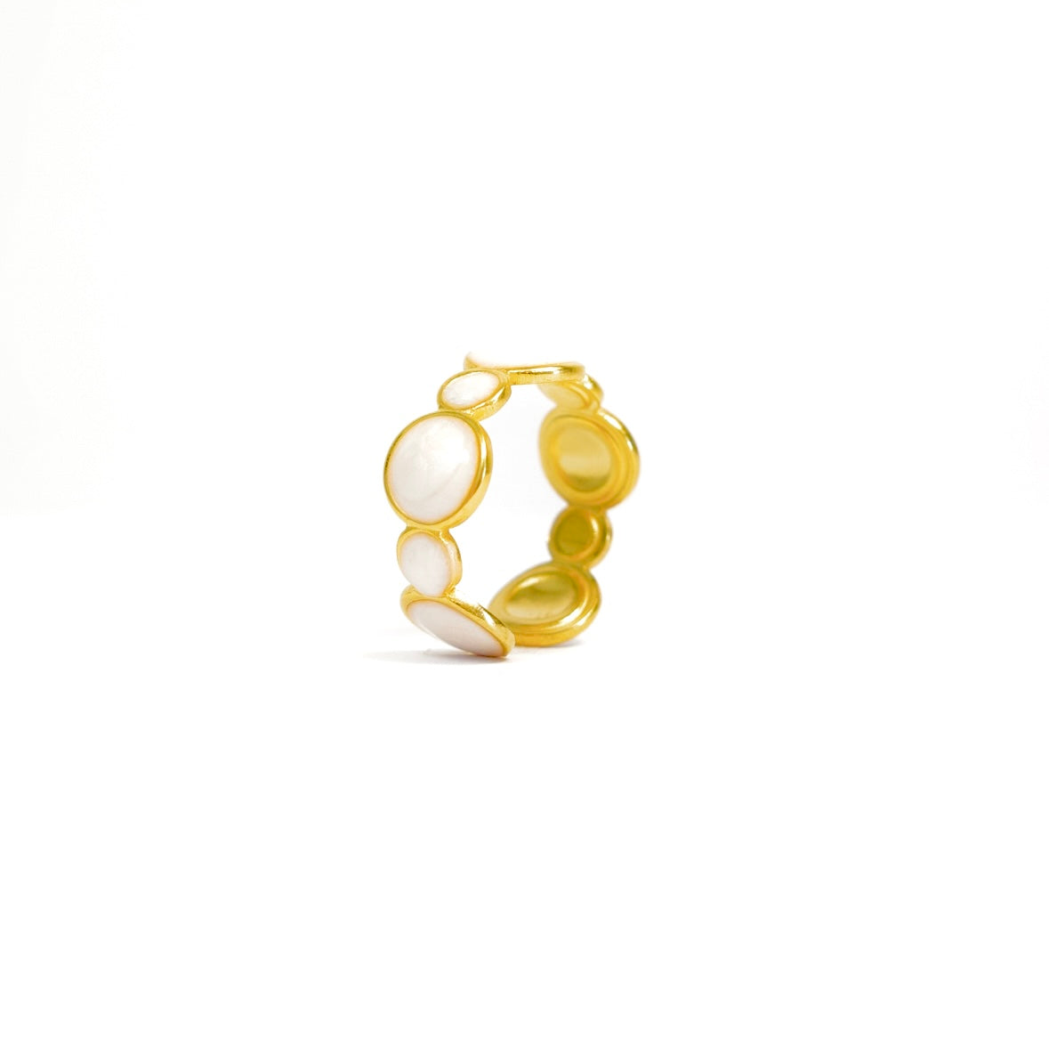 Inel placat cu Aur de 18K - White Moon