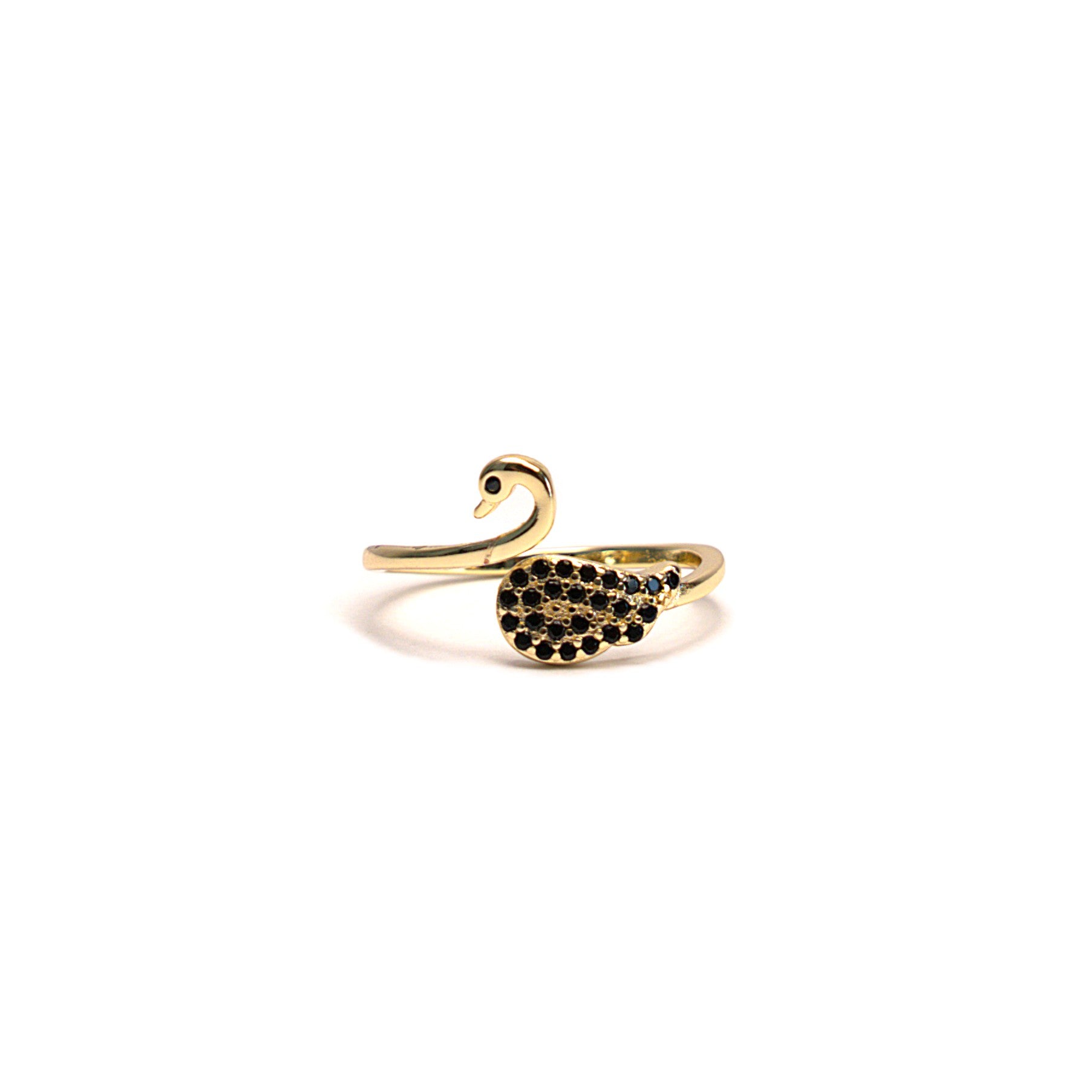 Inel placat cu Aur de 18K - Black Swan