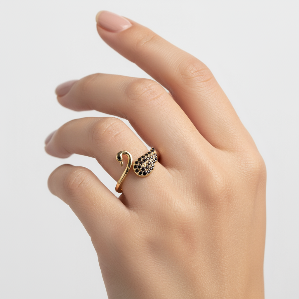 Inel placat cu Aur de 18K -Swan