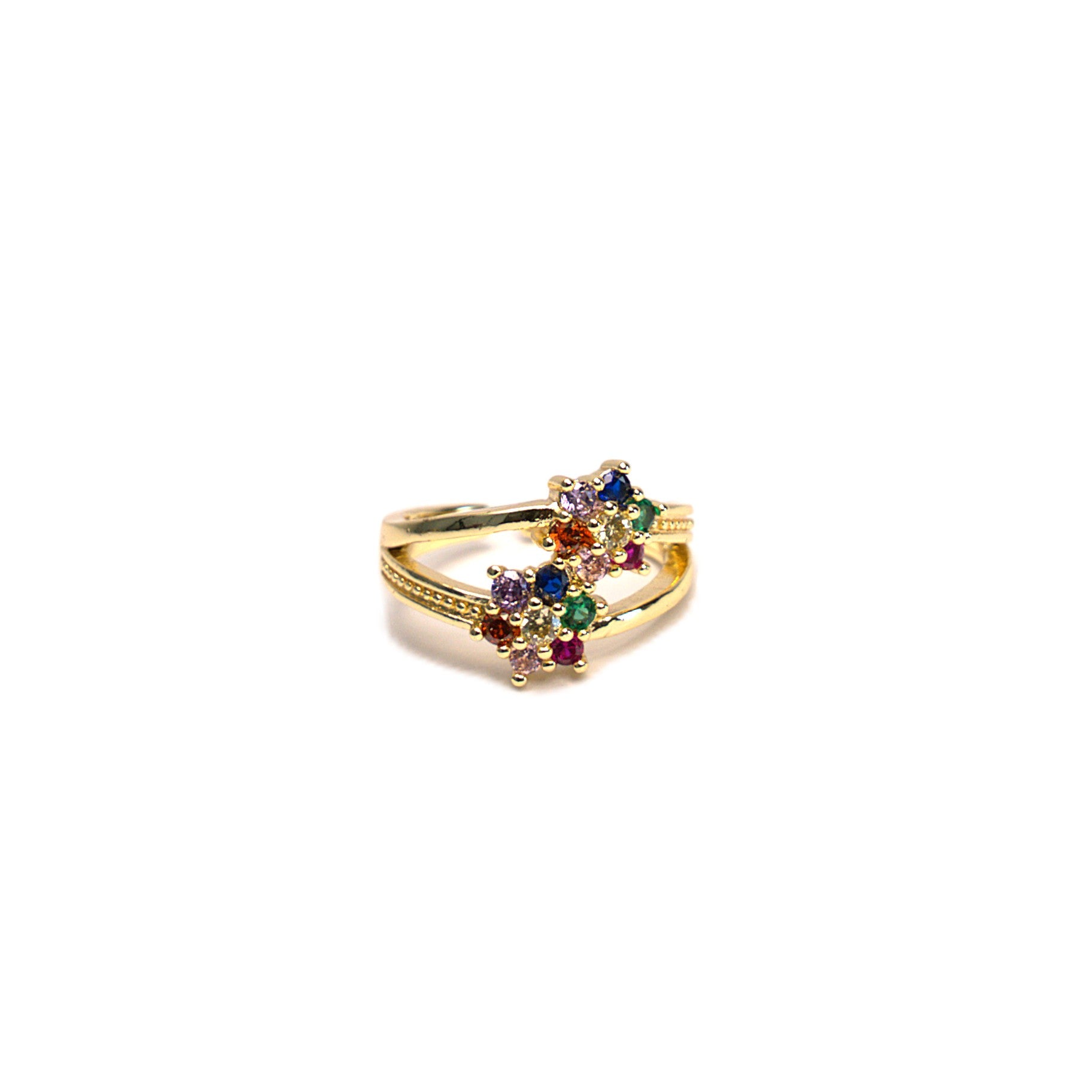 Inel placat cu Aur de 18K - Rainbow Flowers