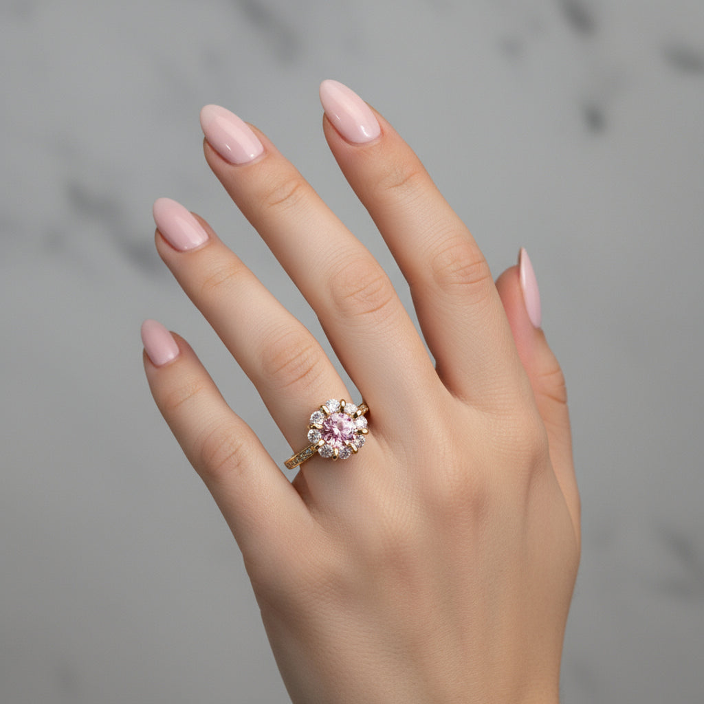 inel placat cu aur de 18K – design elegant de damă roz