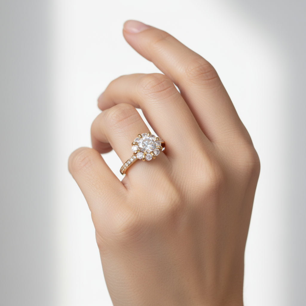 inel placat cu aur de 18K – design elegant de damă transparent