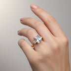 inel placat cu aur de 18K cu piatră cubic zirconia strălucitoare transparenta