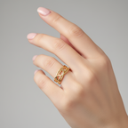 inel reglabil placat cu aur de 18K – stil minimalist forma de inima