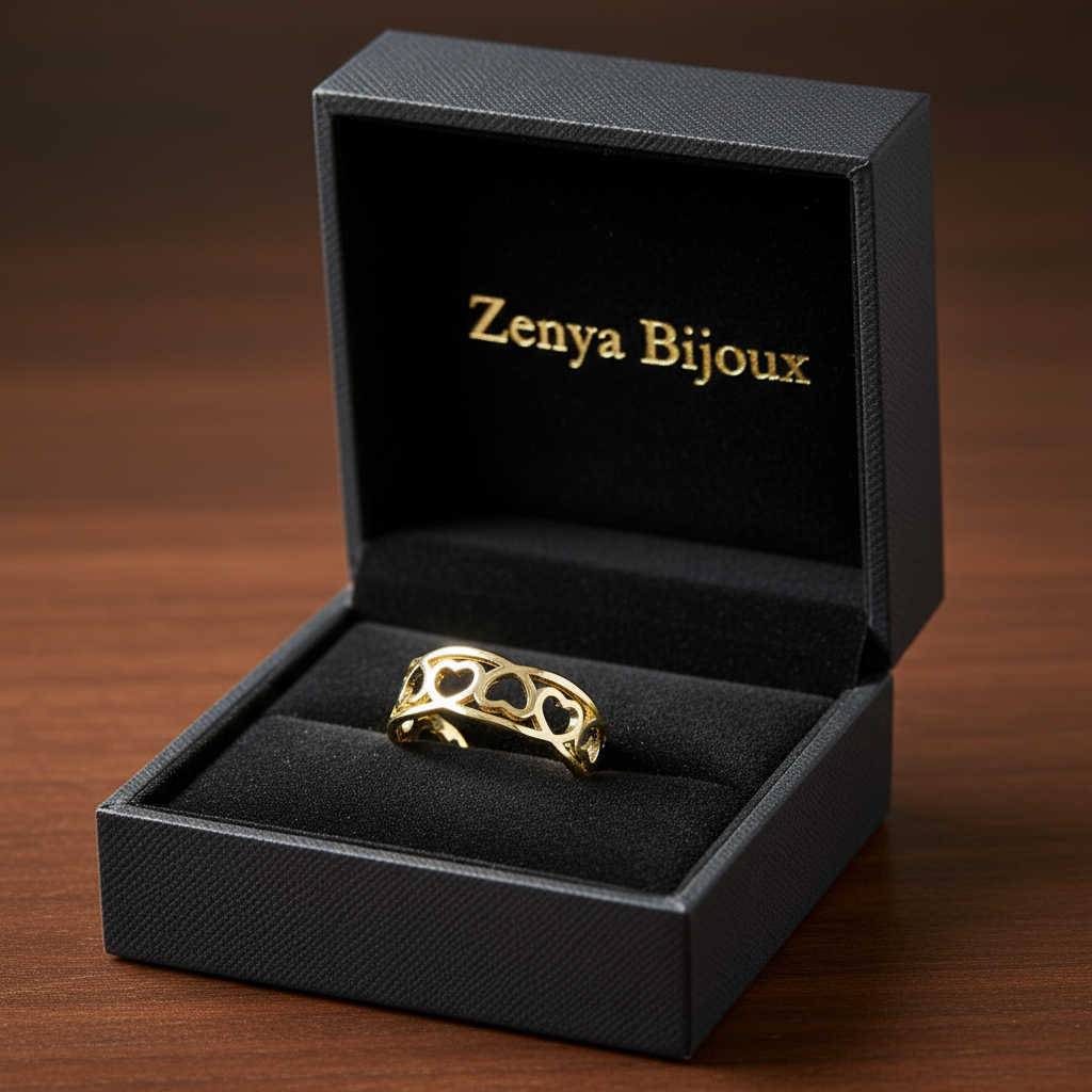 inel reglabil placat cu aur de 18K – stil minimalist forma de inima