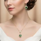 Set lănțișor și cercei placate cu aur 18k – Green Heart