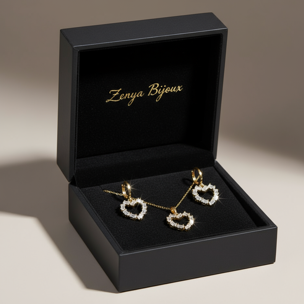 set bijuterii placate cu aur de 18K – colier, cercei 