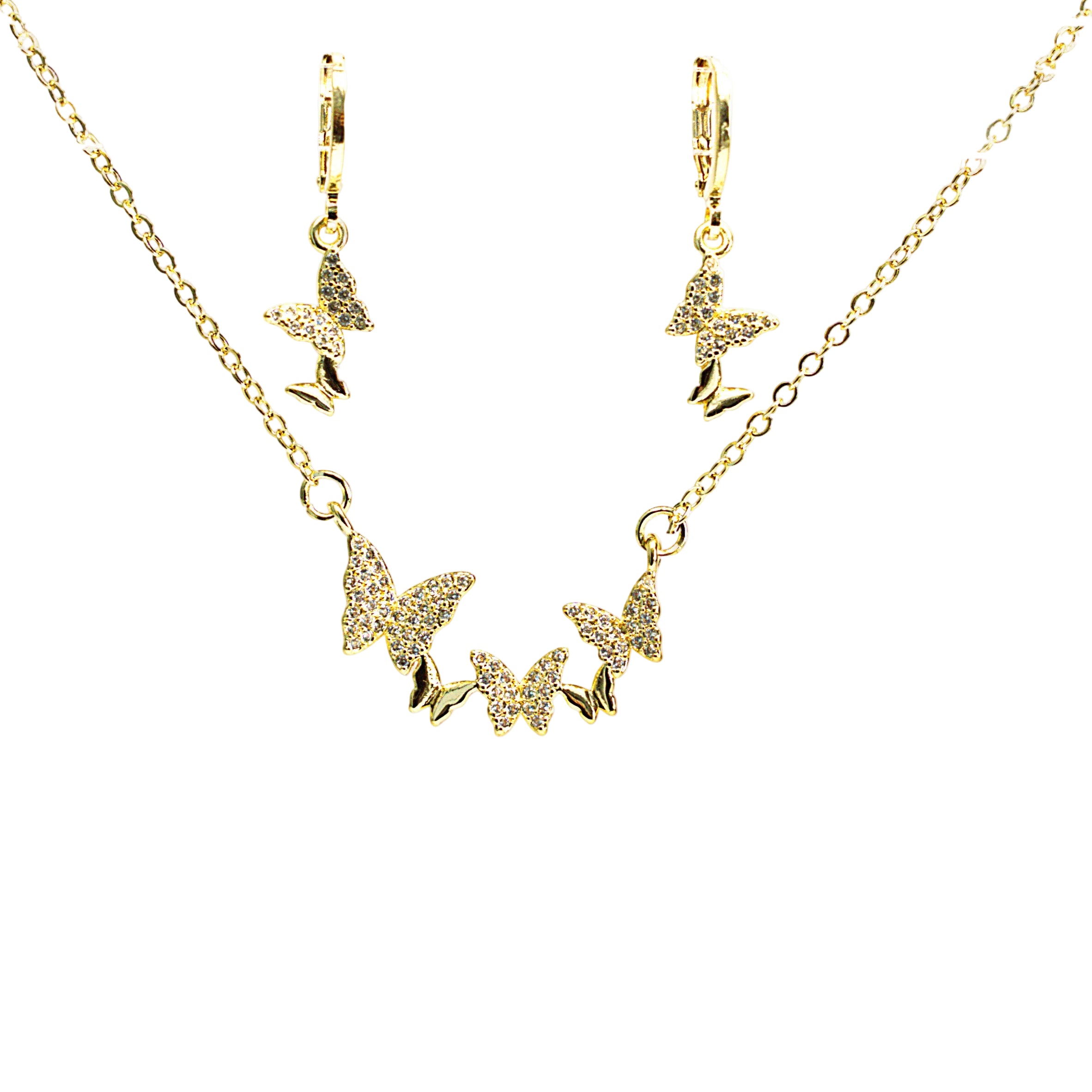 Set lănțișor și cercei damă, placate cu aur 18k