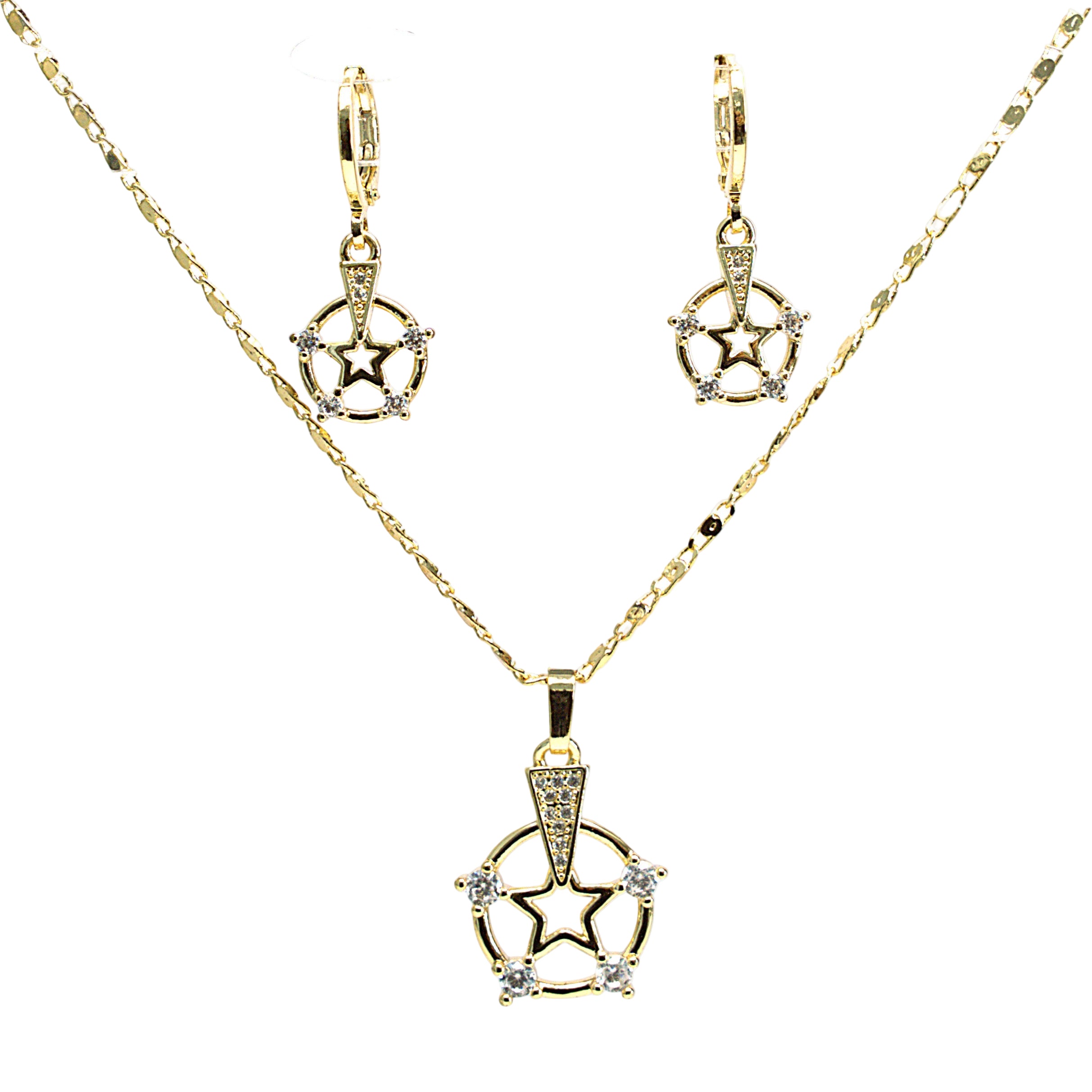 Set lănțișor și cercei damă, placate cu aur 18k