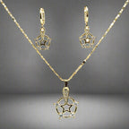 Set lănțișor și cercei damă, placate cu aur 18k