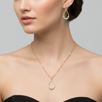 Set lănțișor și cercei placate cu aur 18k - Raindrops