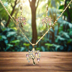 Set lănțișor și cercei damă, placate cu aur 18k