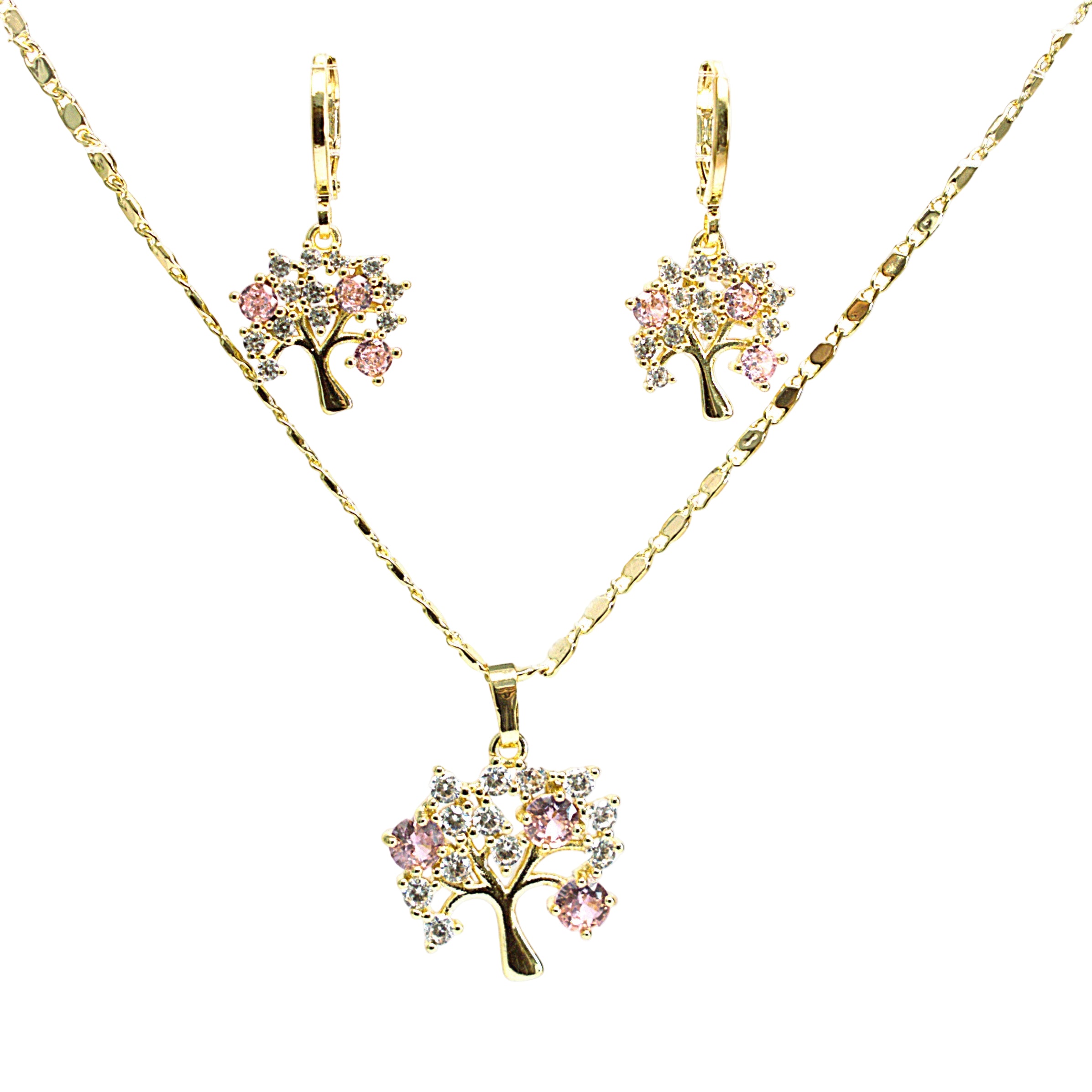 Set lănțișor și cercei damă, placate cu aur 18k