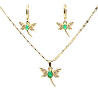 Set lănțișor și cercei damă, placate cu aur 18k