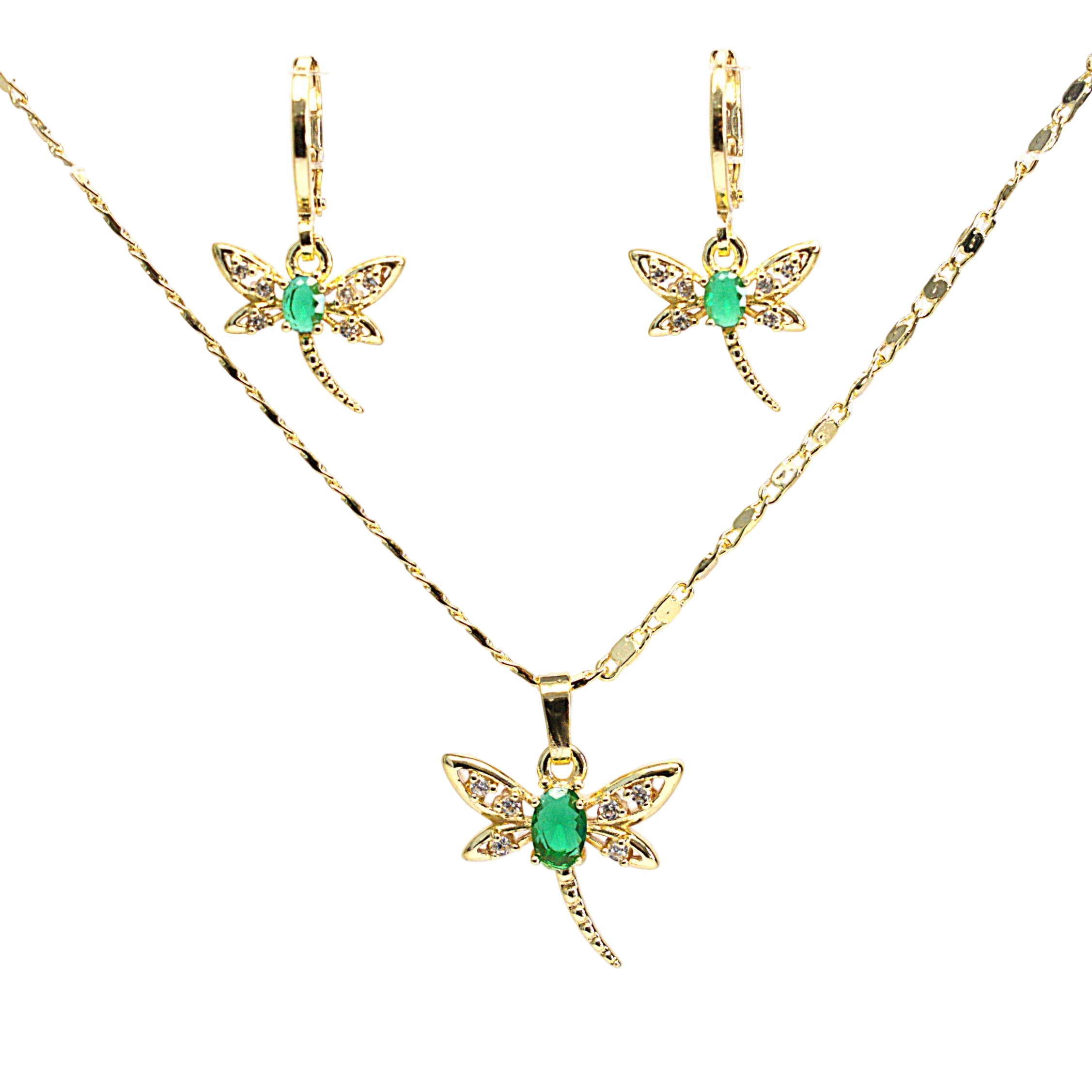 Set lănțișor și cercei damă, placate cu aur 18k