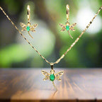 Set lănțișor și cercei damă, placate cu aur 18k