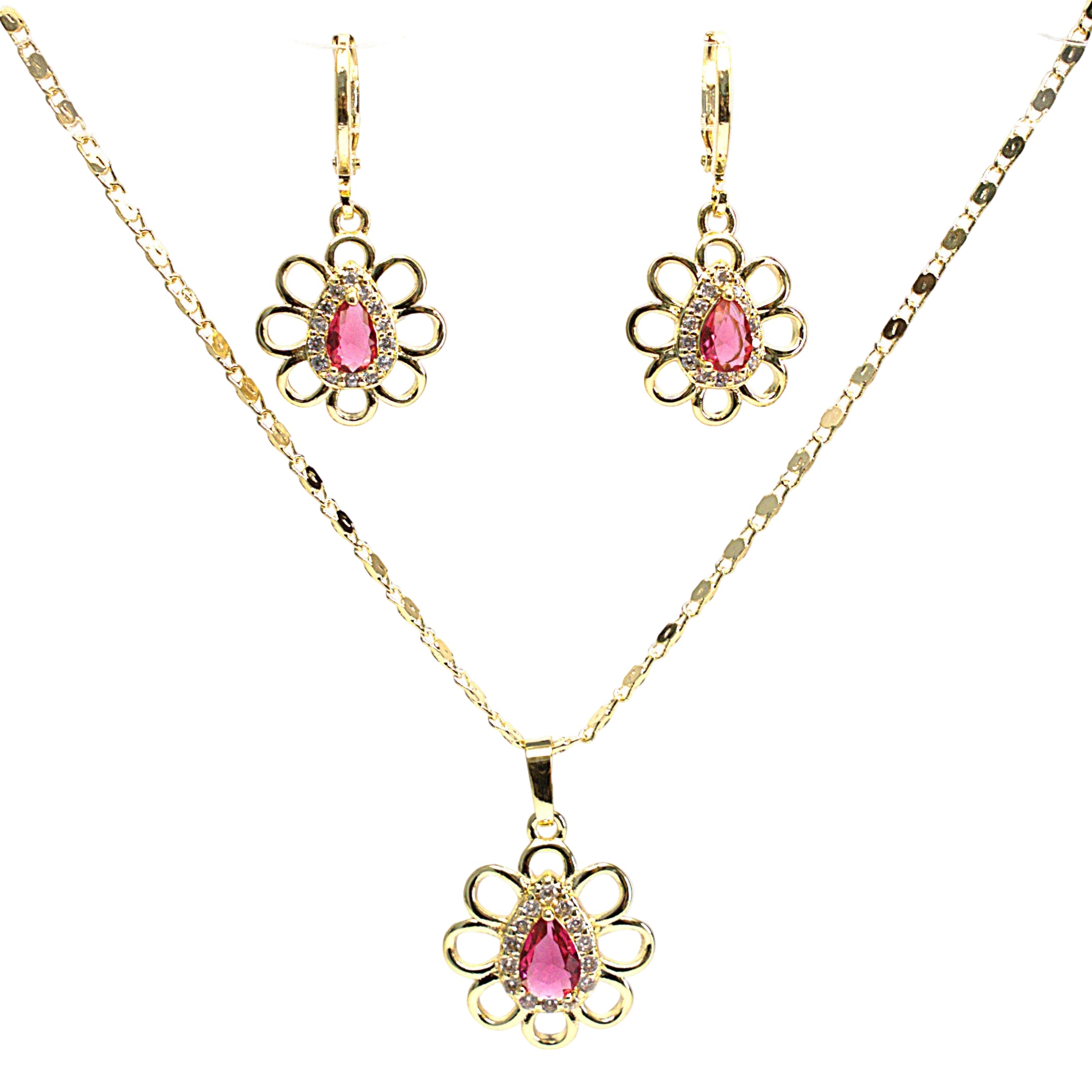 Set lănțișor și cercei damă, placate cu aur 18k