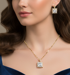 Set lănțișor și cercei placate cu aur 18k - Stones