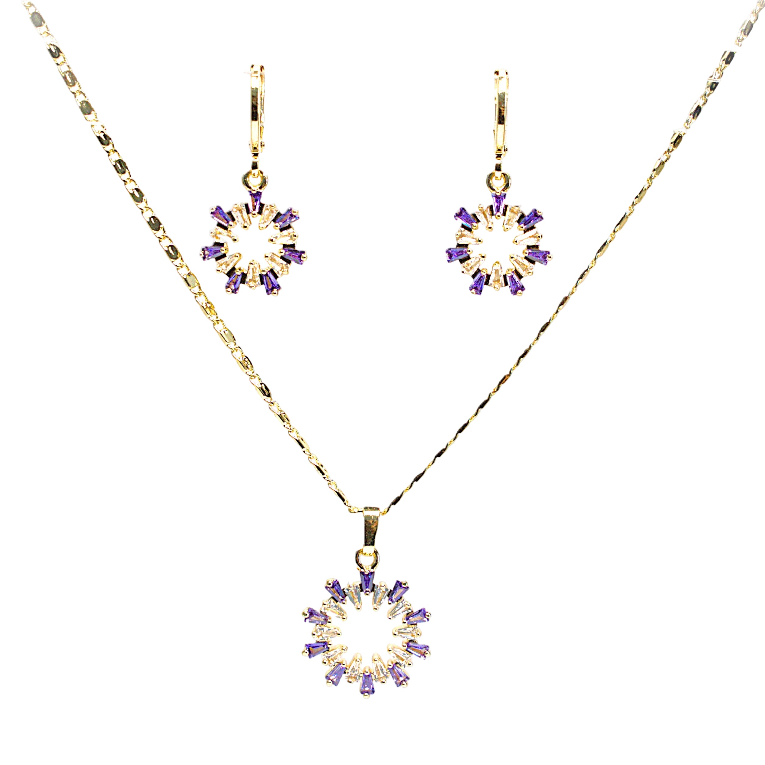 Set lănțișor și cercei damă, placate cu aur 18k