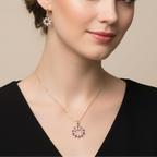 Set lănțișor și cercei placate cu aur 18k - Purple Crystals