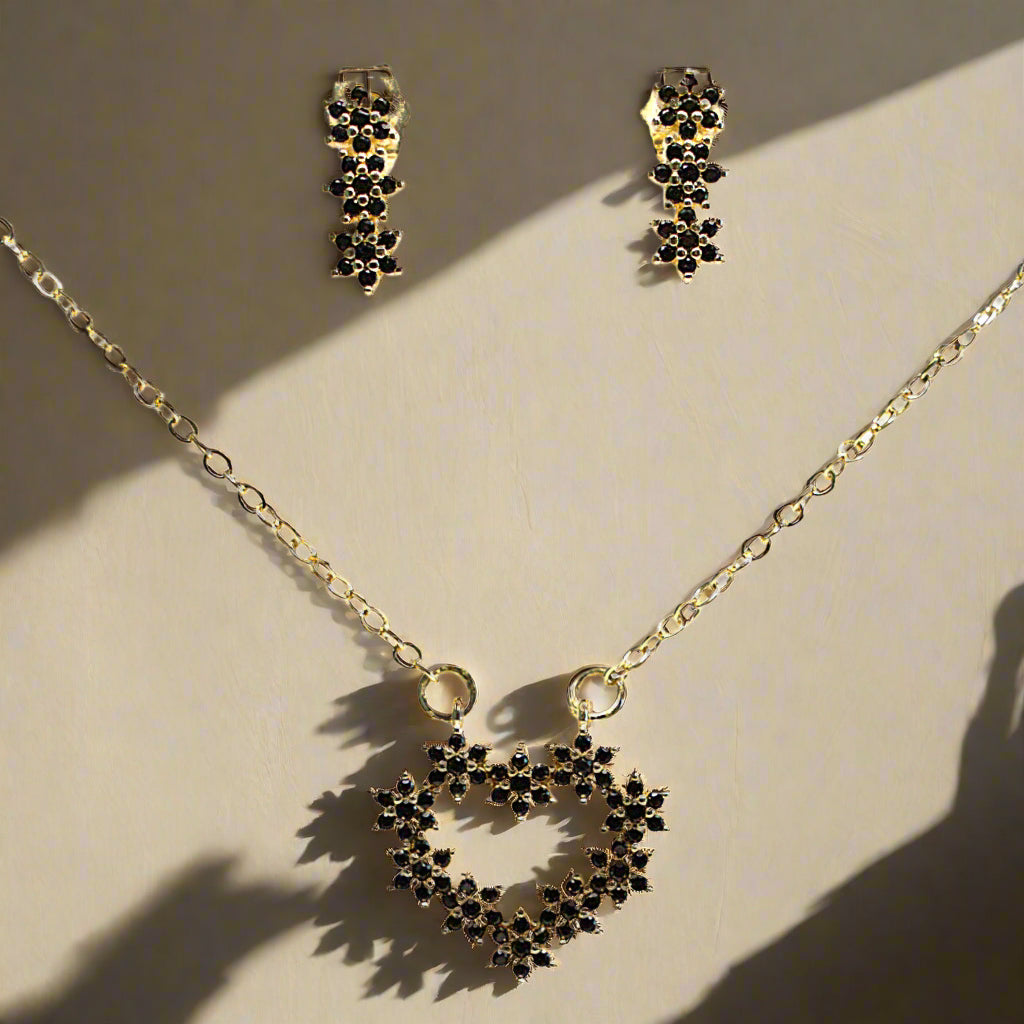 Set lănțișor și cercei damă, placate cu aur 18k